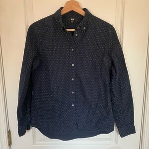 Uniqlo Womens Navy Polka Dot Button Up Shirt S